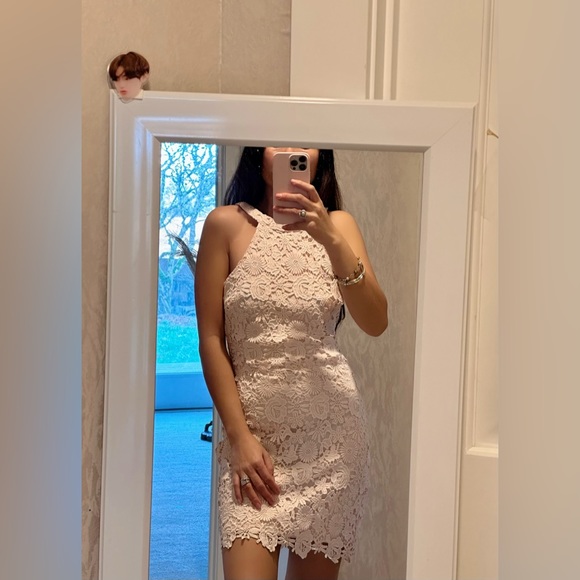 Lulus Dresses & Skirts - Blush pink lace dress
